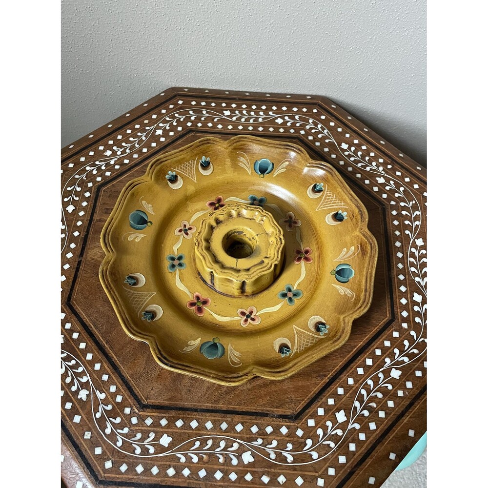 Vintage Designcraft Ceramic Floral Candlestick Holder Plate